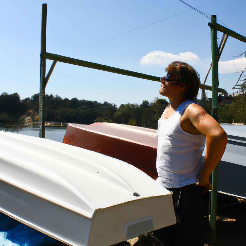 Person enjoying outdoor boat storage