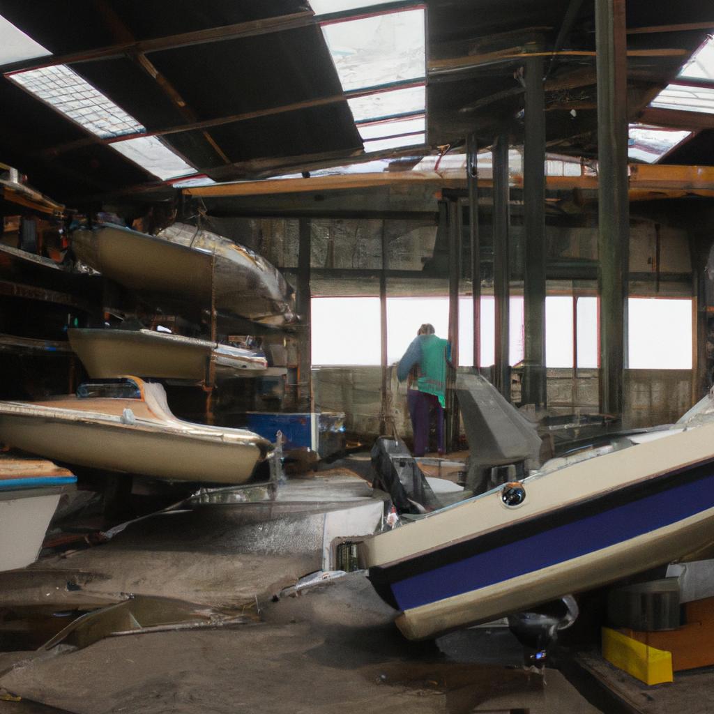 Person boating in storage facility
