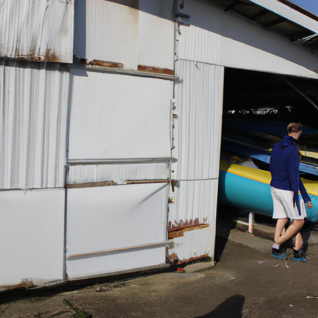 Person exploring boat storage options
