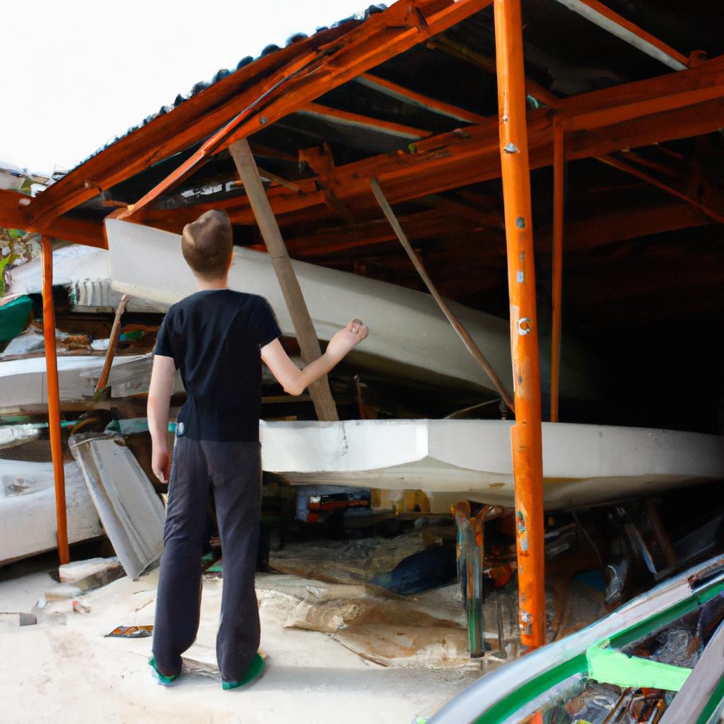 Person exploring boat storage options